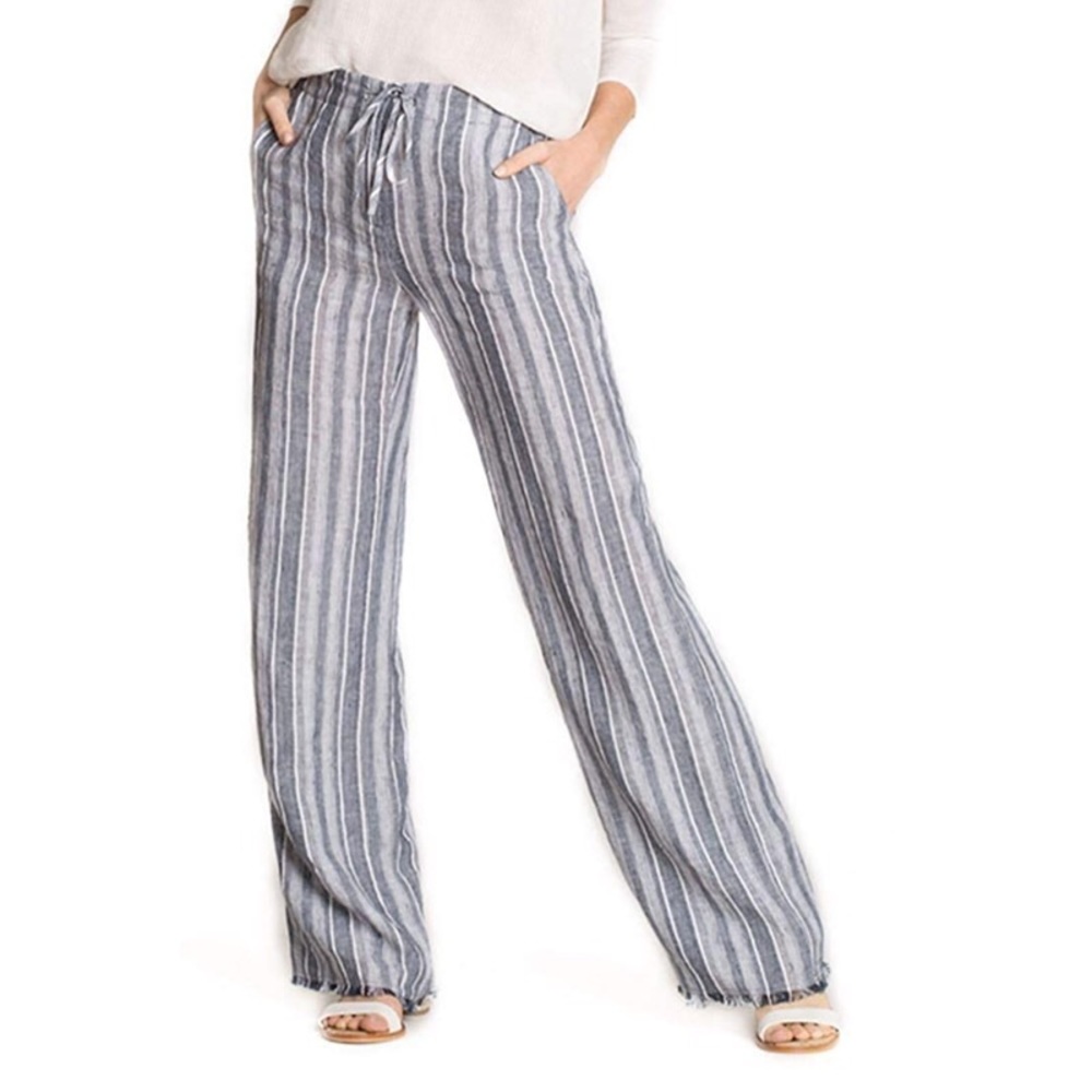 NIC+ZOE Wide Leg Blue and White Striped Jumpsuit